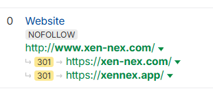 Redirect chain from xen-nex.com to xennex.app